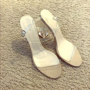Clear sling back heels